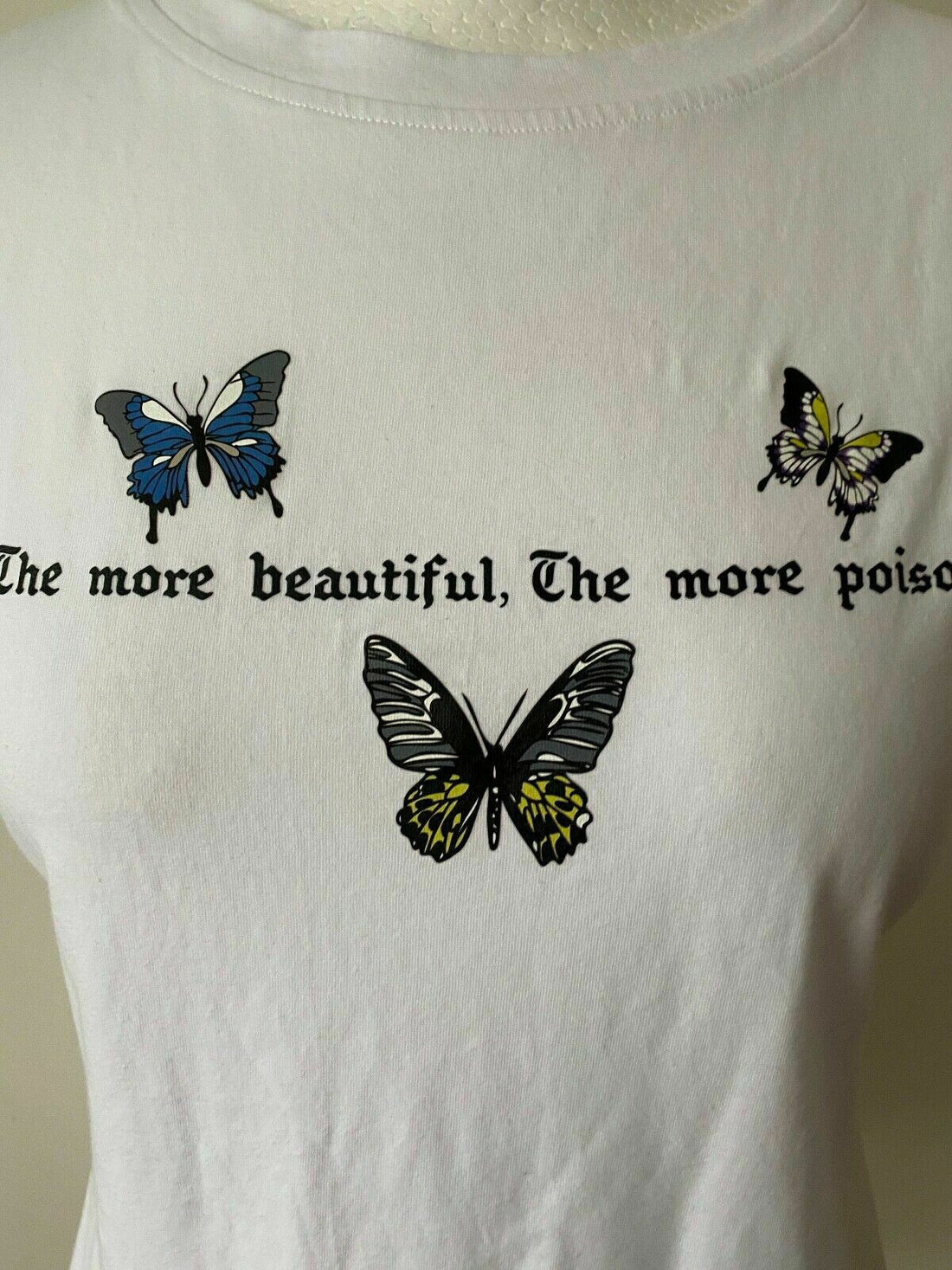 SHEIN White Butterfly & Slogan Graphic Tee Size L 12 - 14 T-Shirt - Beagle Boutique Fashion Outlet