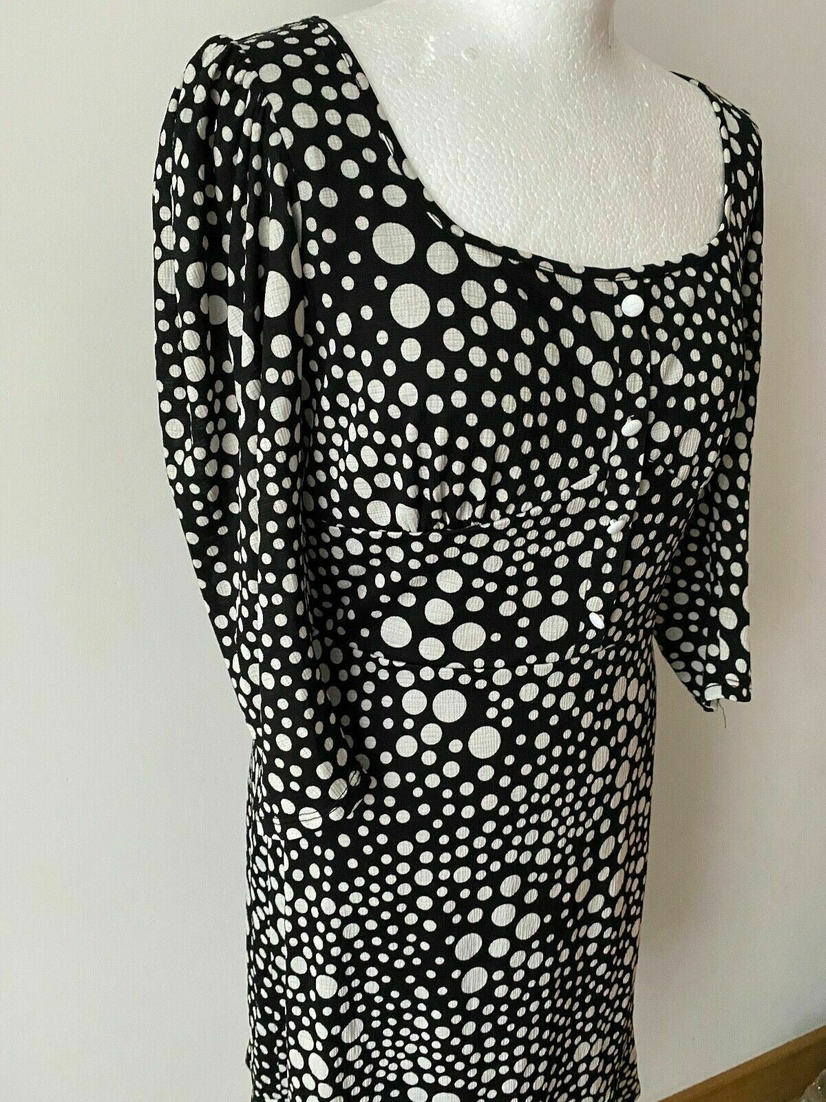 Black & White Polka Dot Button Front Dress Size 10