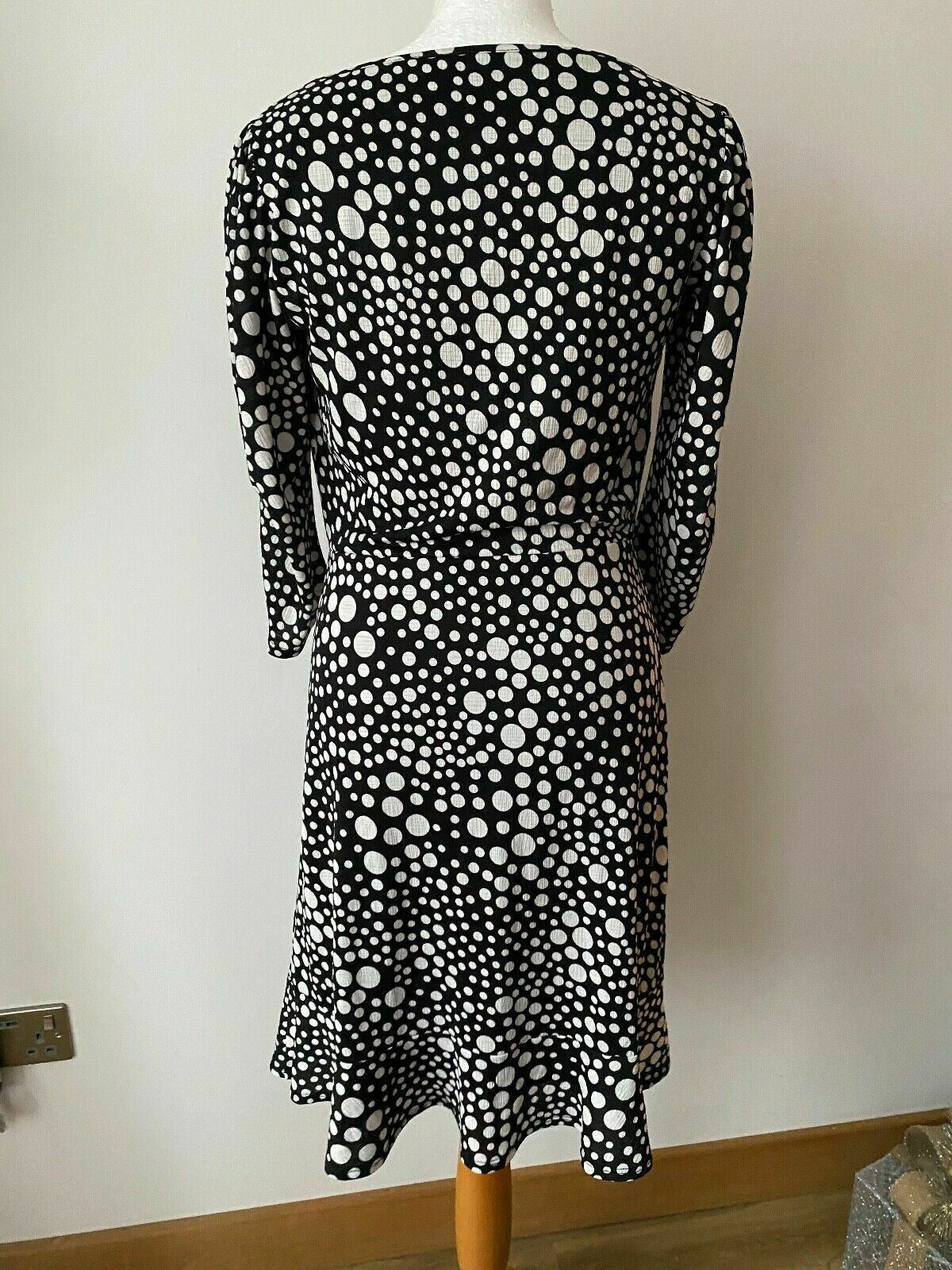 Black & White Polka Dot Button Front Dress Size 10