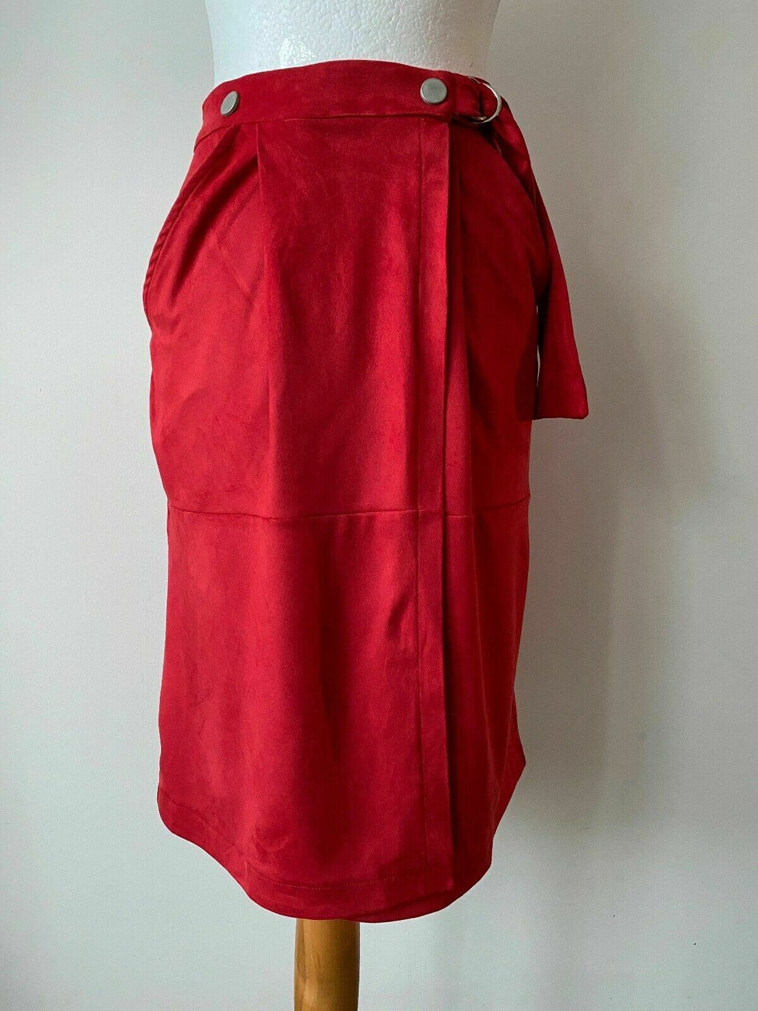 Red Suedette Wrap Midi Skirt Size 8 - BB Fashion Outlet