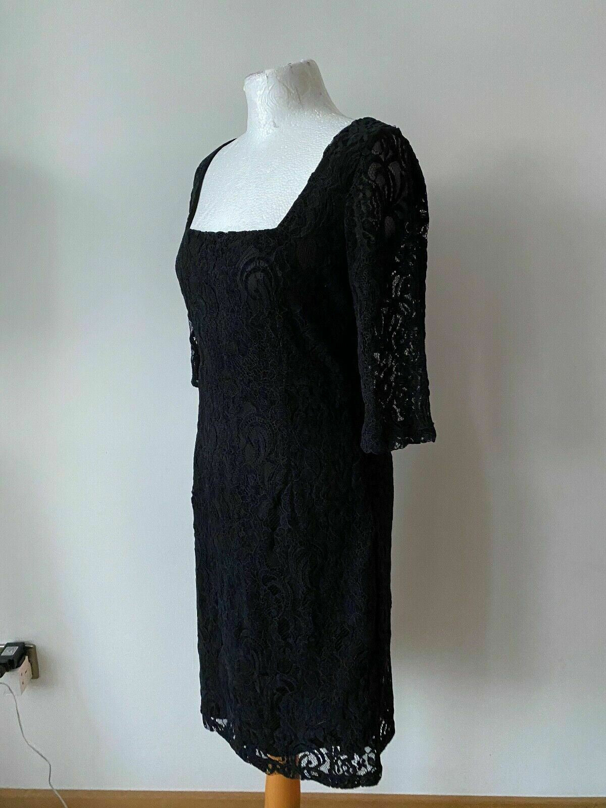 Black Lace Layered Shift Dress Size 10