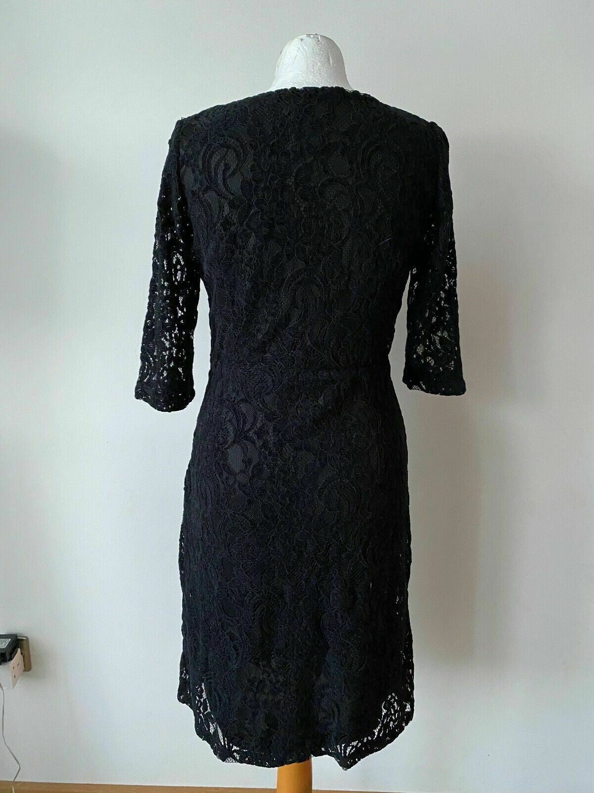 Black Lace Layered Shift Dress Size 10