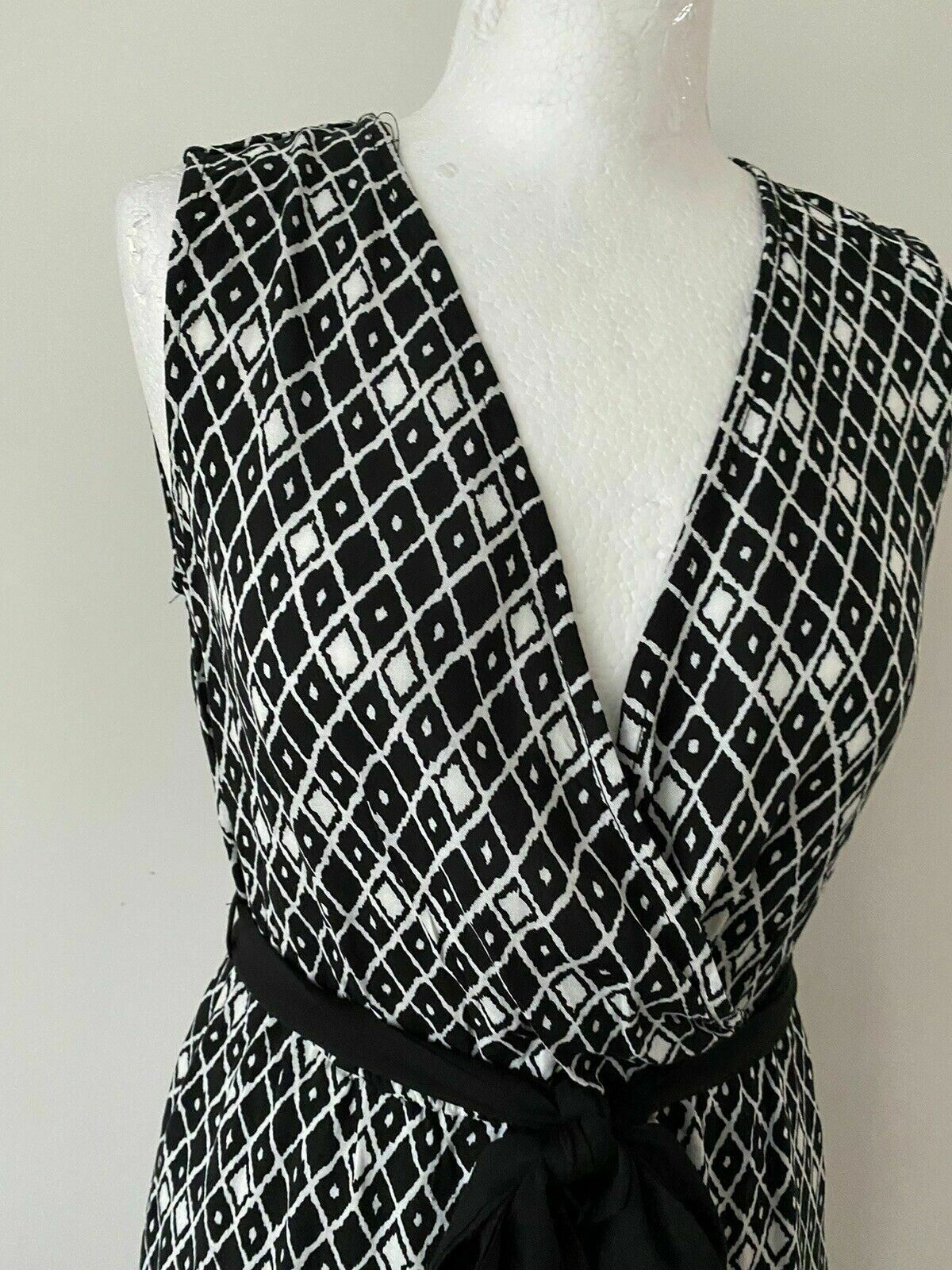 Anna Field Black & White Dress Size 8 Diamond Pattern Geometric Monochrome - Beagle Boutique Fashion Outlet