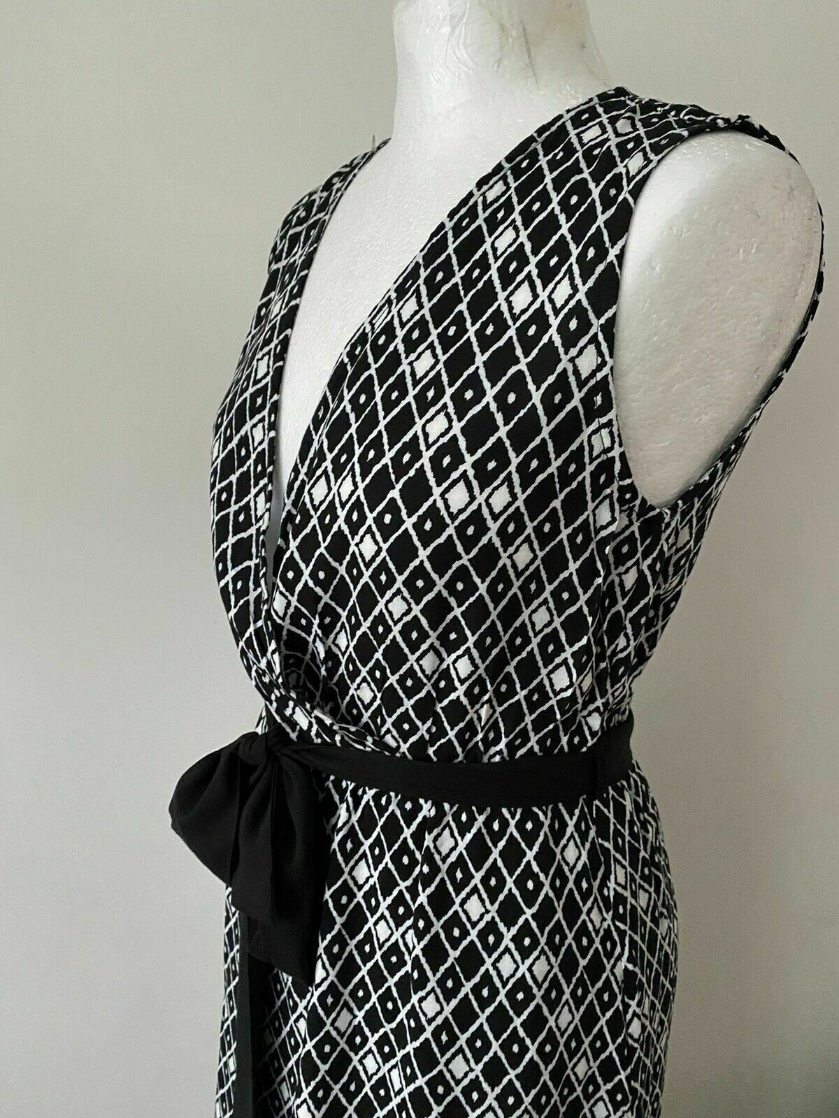 Anna Field Black & White Dress Size 8 Diamond Pattern Geometric Monochrome - Beagle Boutique Fashion Outlet