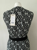 Anna Field Black & White Dress Size 8 Diamond Pattern Geometric Monochrome - Beagle Boutique Fashion Outlet