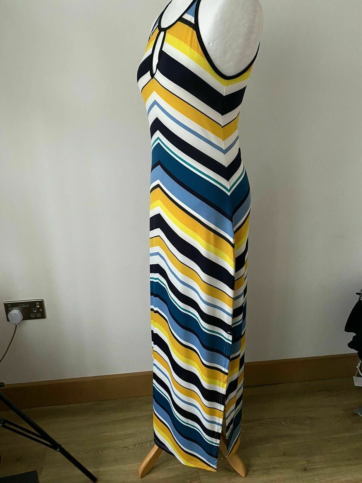 Anna Field Striped Maxi Dress Size 10 Key Hole Strappy Sleeveless