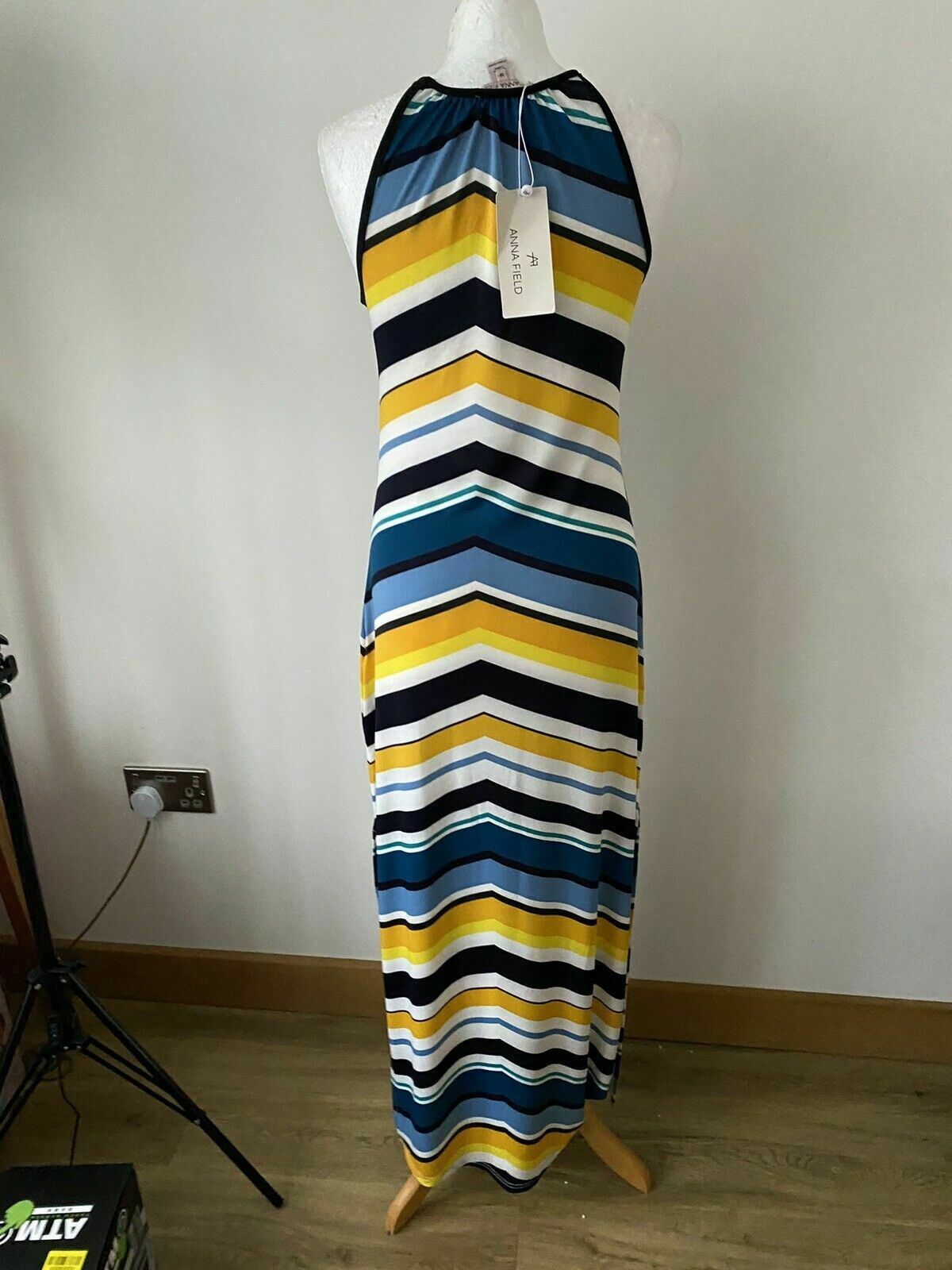 Anna Field Striped Maxi Dress Size 10 Key Hole Strappy Sleeveless