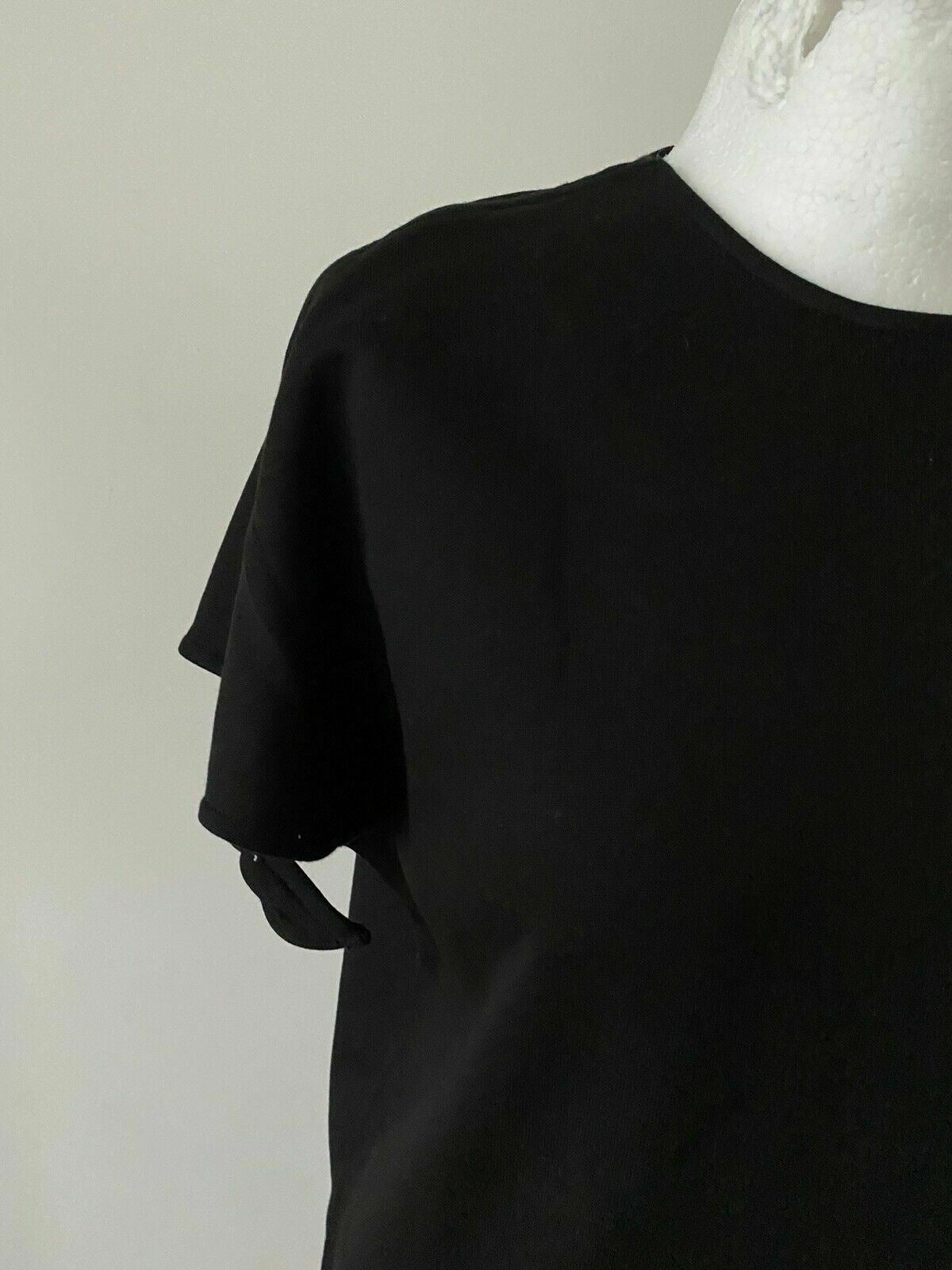 WEEKDAY Organic Cotton Black Dress Size XS Open Short Sleeves Tie Sleeves