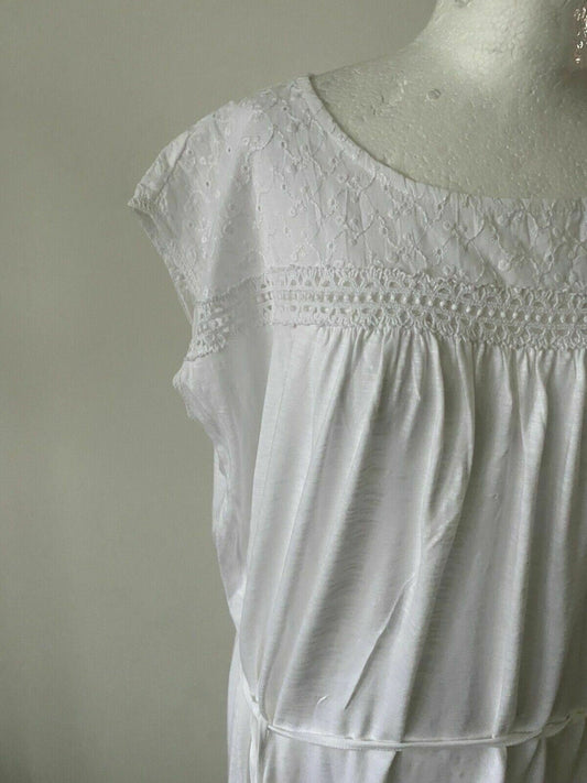 S.Oliver White Dress Lace Detail Cotton / Modal Size 20