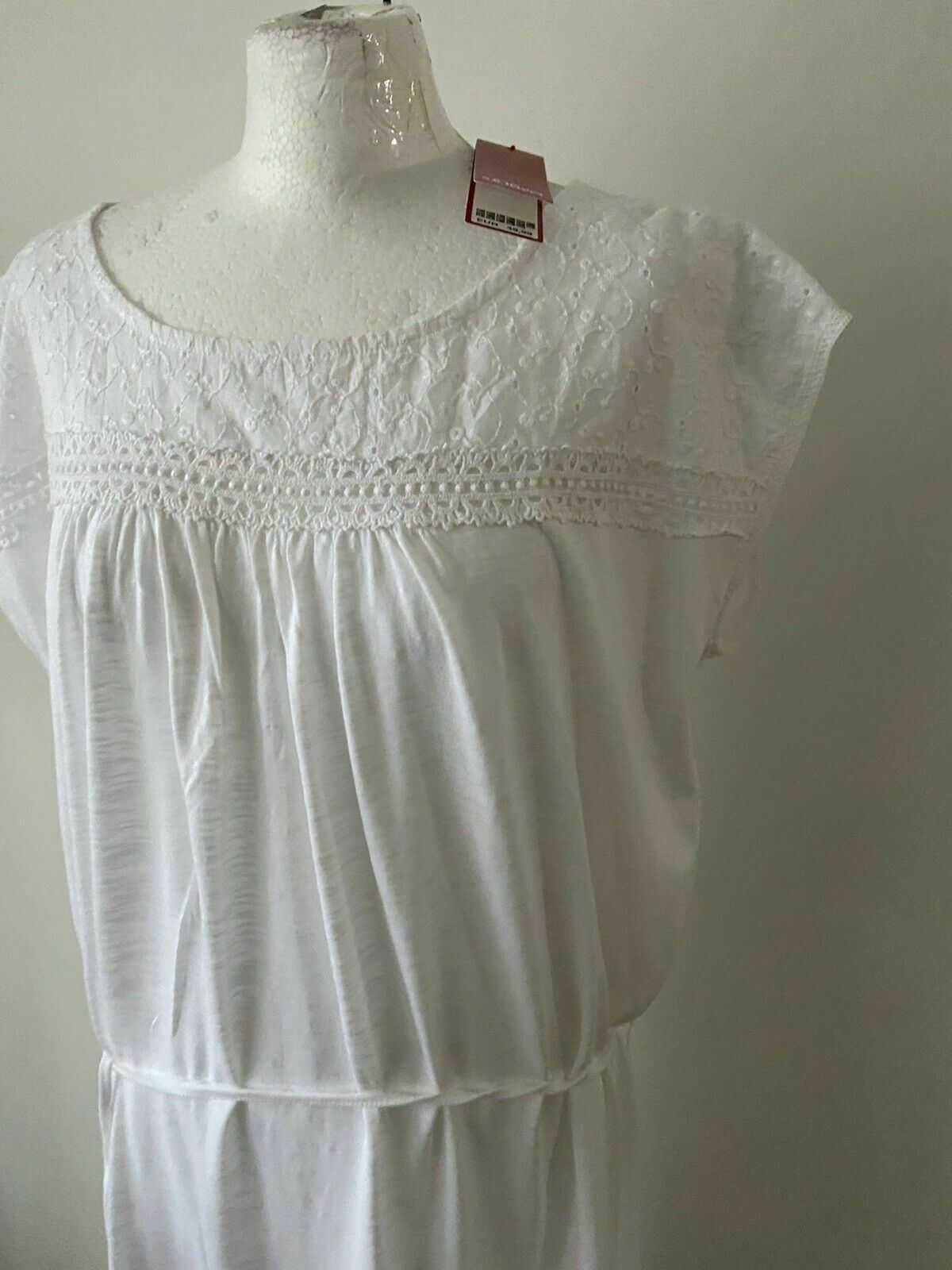 S.Oliver White Dress Lace Detail Cotton / Modal Size 20