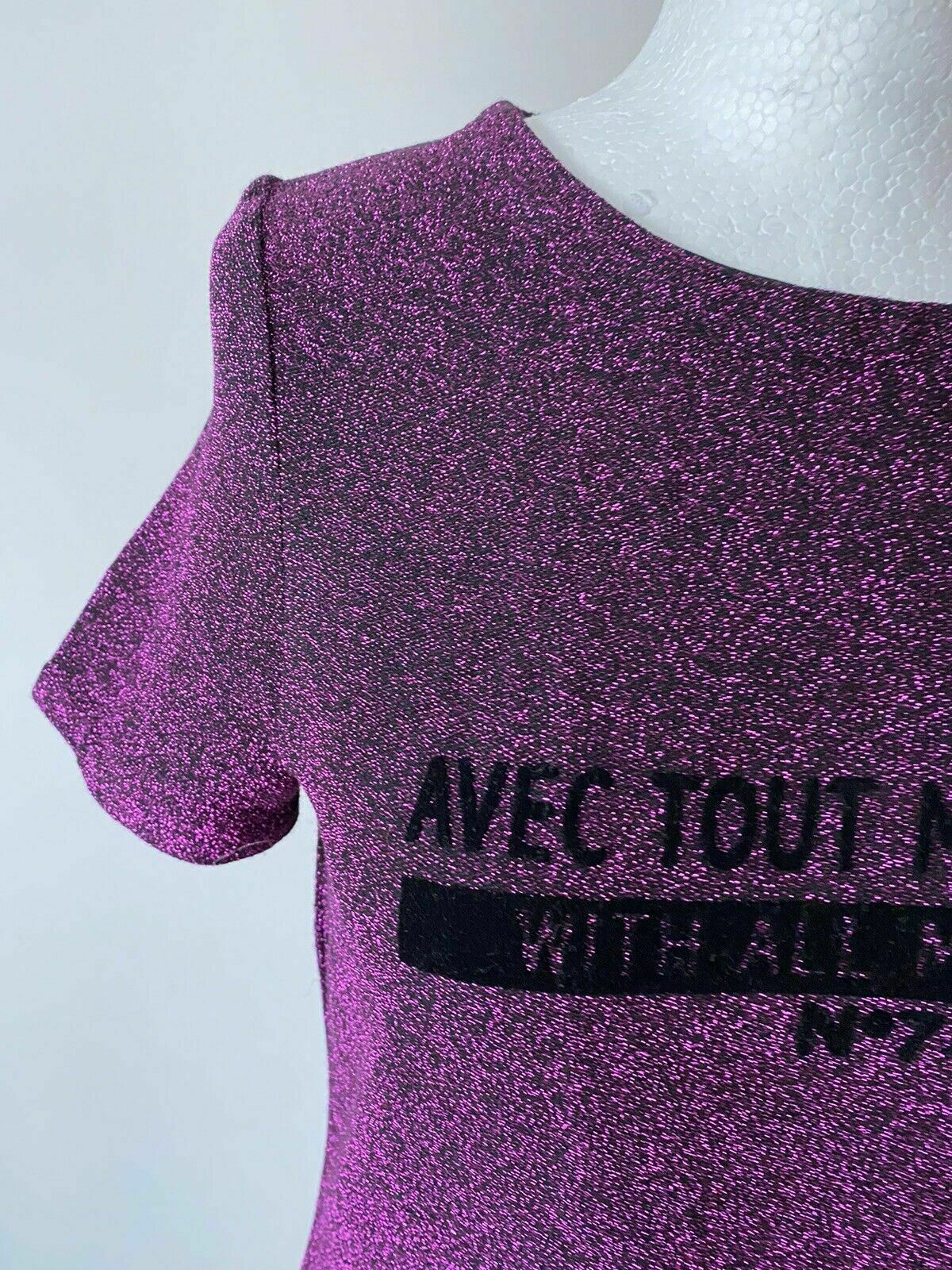 River Island Pink Glitter Slogan T-Shirt Size 8
