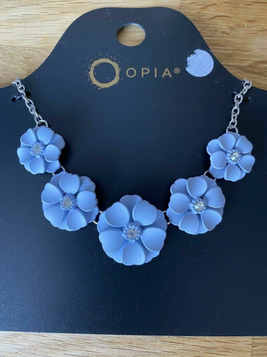 Primark Opia Flower Necklace blue Flowers Silver Plated Chain Costume Jewellery - BB Fashion Outlet