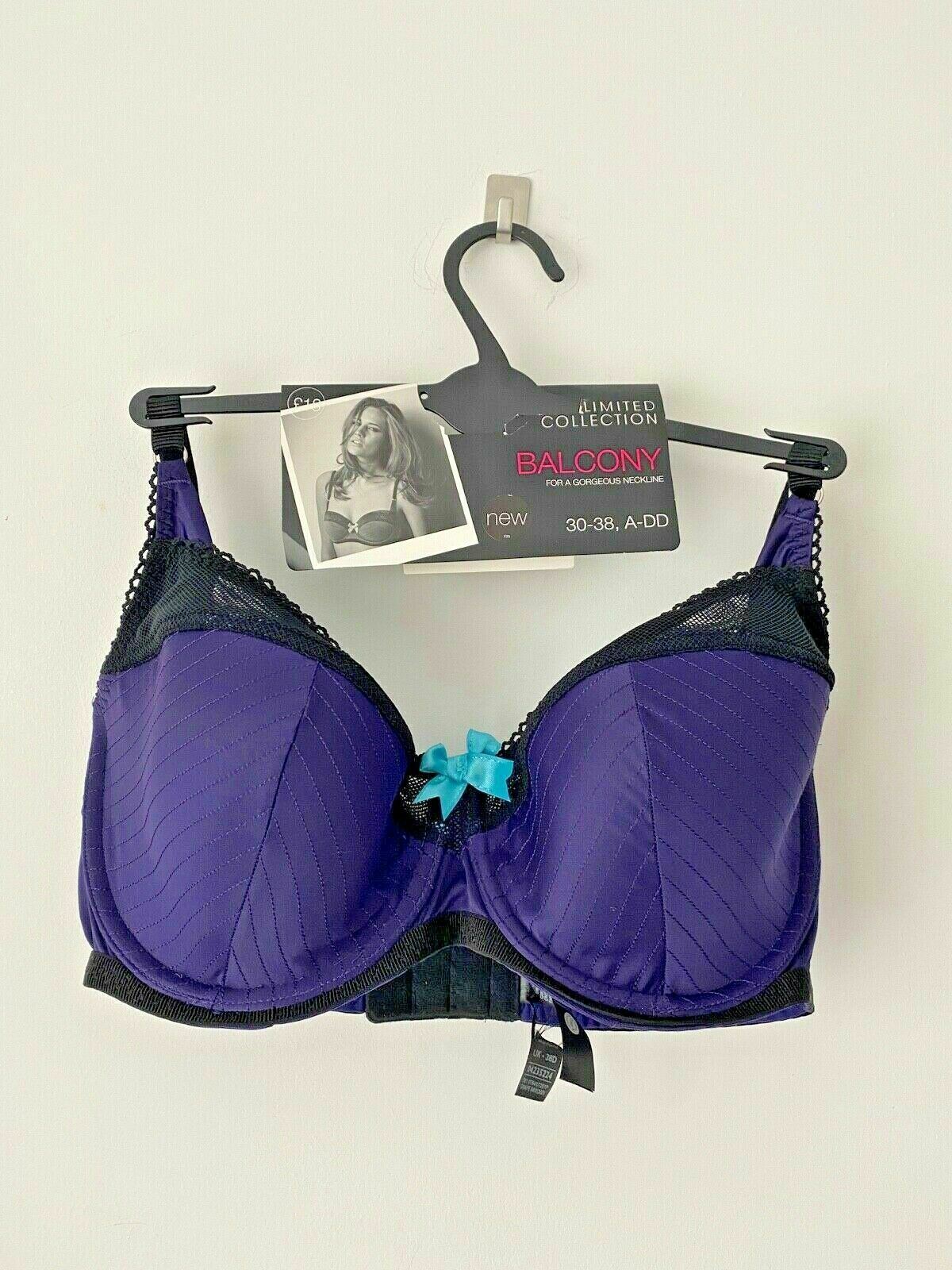 M&S Limited Collection Balcony Bra Purple Black RRP £18 34D, 36D, 32DD, 34DD