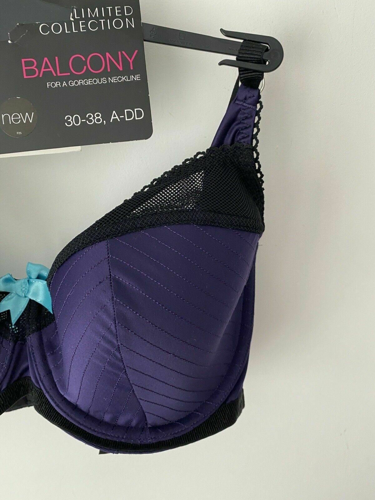 M&S Limited Collection Balcony Bra Purple Black RRP £18 34D, 36D, 32DD, 34DD