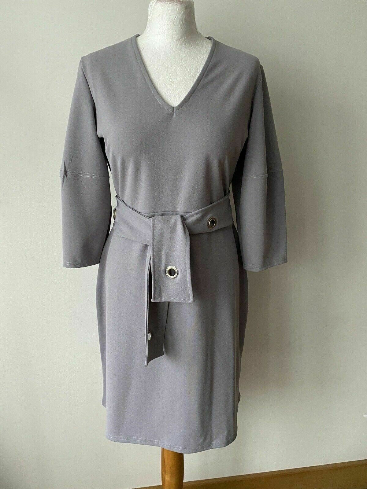 Lost Ink Belted V-Neck Dress Size 10 Lavender Purple