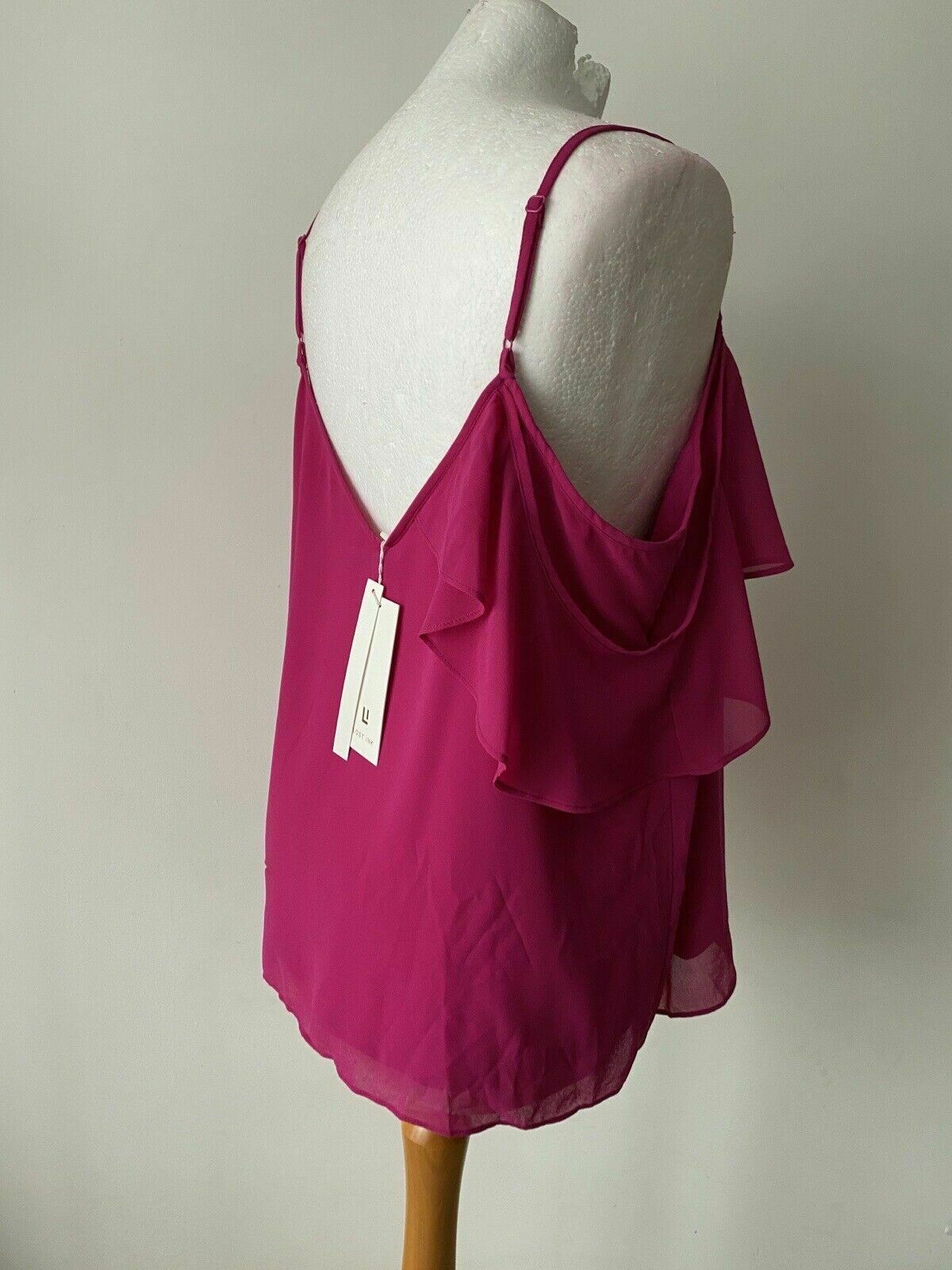 Lost Ink Fuchsia Pink One off shoulder vest top Size 18