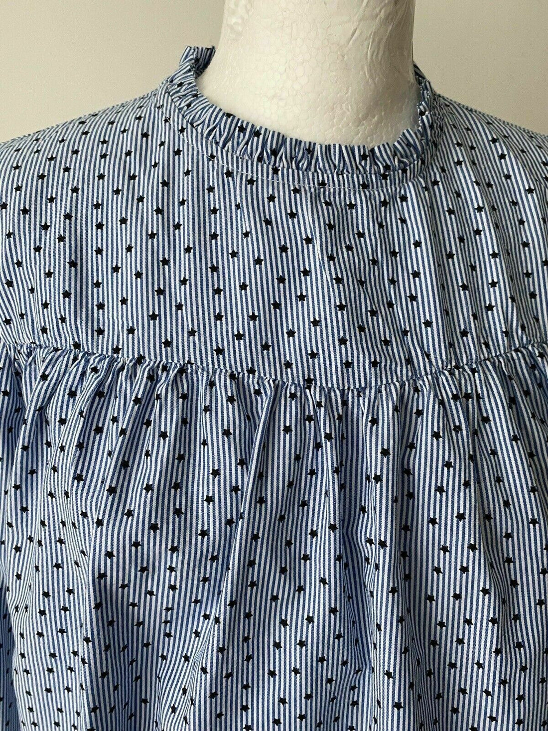 ONLY Strip Stars Smock top Size 10 Frill Neck - BB Fashion Outlet