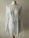 mint & berry White Lace Mini Robe Size L  12 Short Sleeve with Draped Sleeve - BB Fashion Outlet