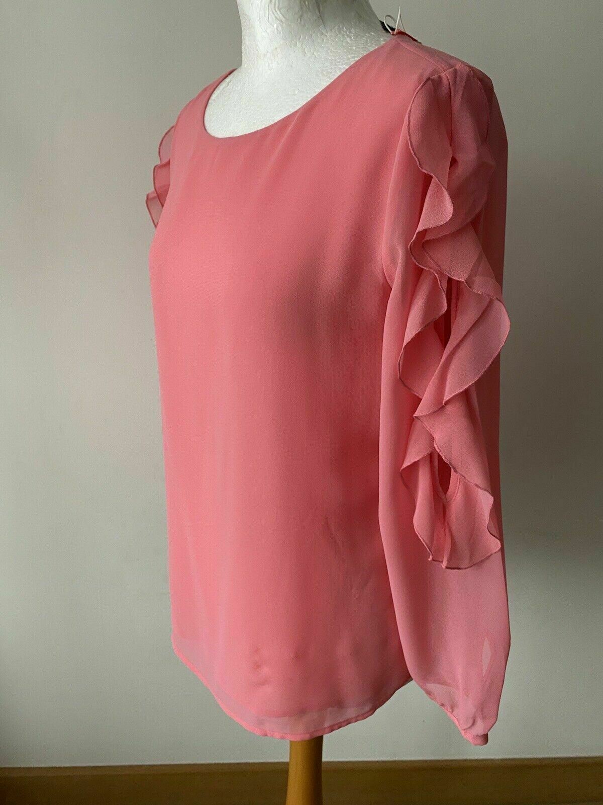 Esprit Pink Blouse Size 12 Ruffle Sleeves - Beagle Boutique Fashion Outlet