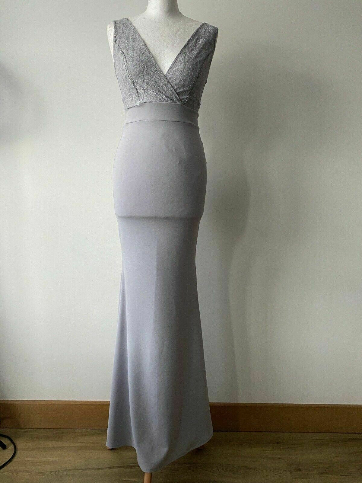 WalG Embroidered Maxi Dress Size 6 Grey Lace Detail