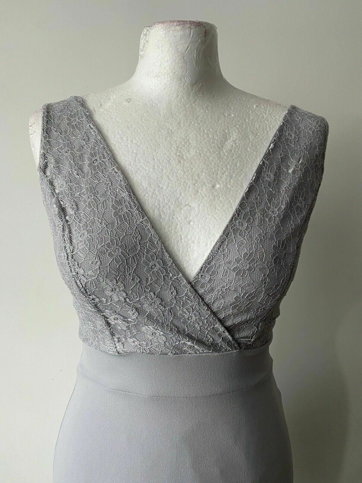 WalG Embroidered Maxi Dress Size 6 Grey Lace Detail