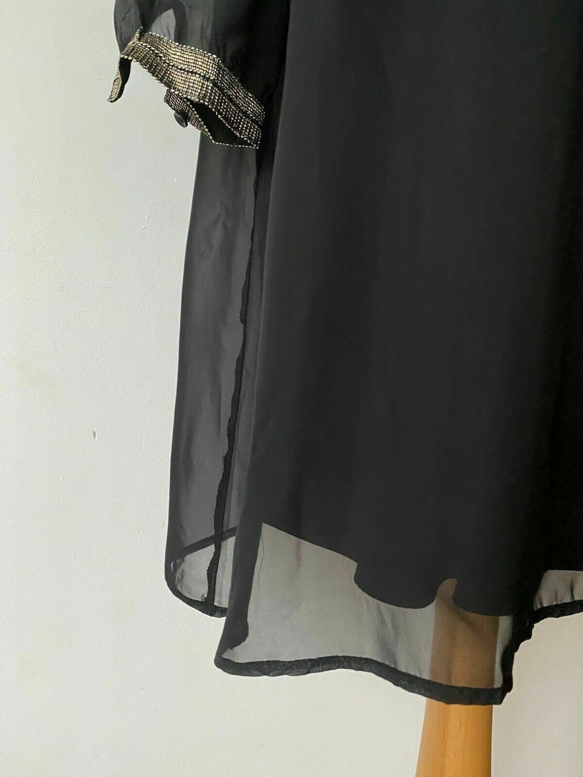 ONLY Sharon Long Sleeve Black Dress Size 10 embellished gold cuffs