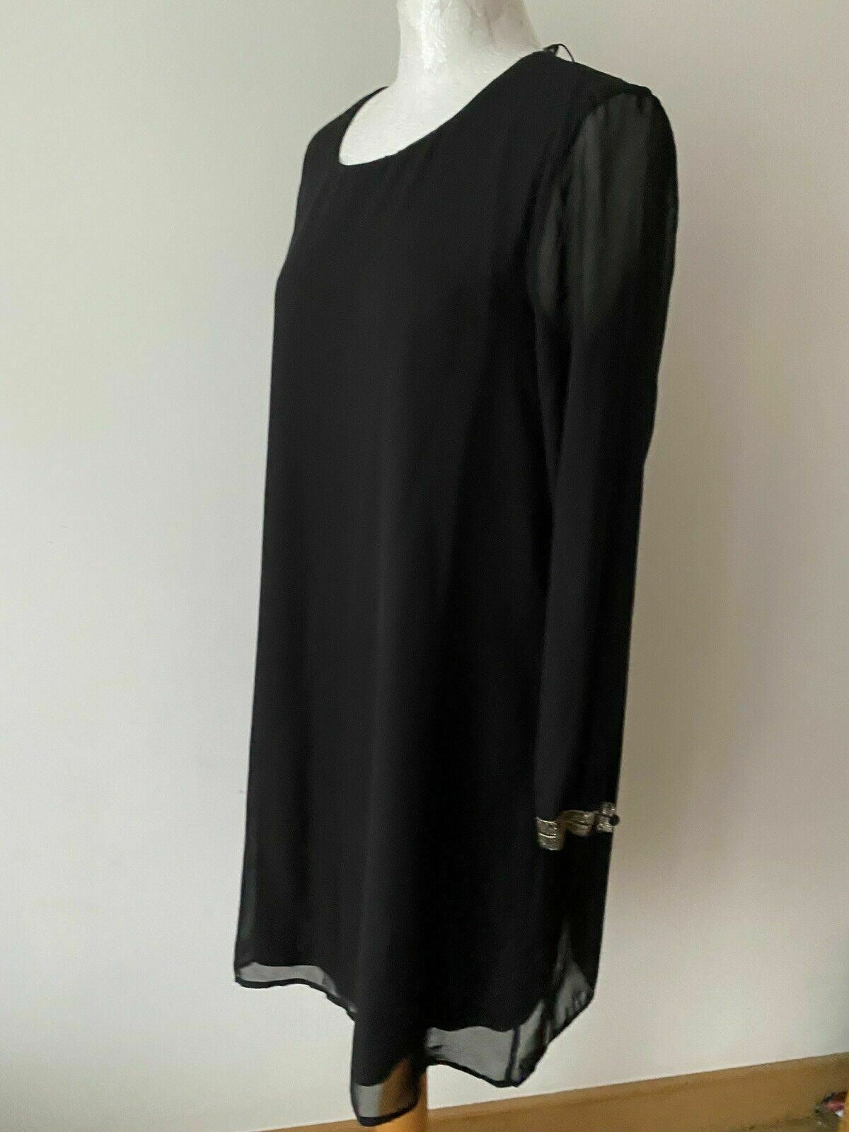 ONLY Sharon Long Sleeve Black Dress Size 10 embellished gold cuffs