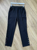 Shein Black Trouser Size S 8 Button Split Hem detail Elasticated Waist Cropped - BB Fashion Outlet