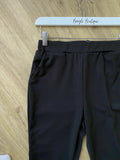 Shein Black Trouser Size S 8 Button Split Hem detail Elasticated Waist Cropped - BB Fashion Outlet