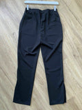 Shein Black Trouser Size S 8 Button Split Hem detail Elasticated Waist Cropped - BB Fashion Outlet