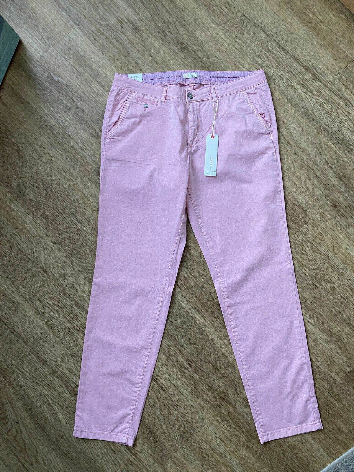 Esprit Slim Chino Size 16 Pink Mid Rise Slim Leg RRP £39 - Beagle Boutique Fashion Outlet