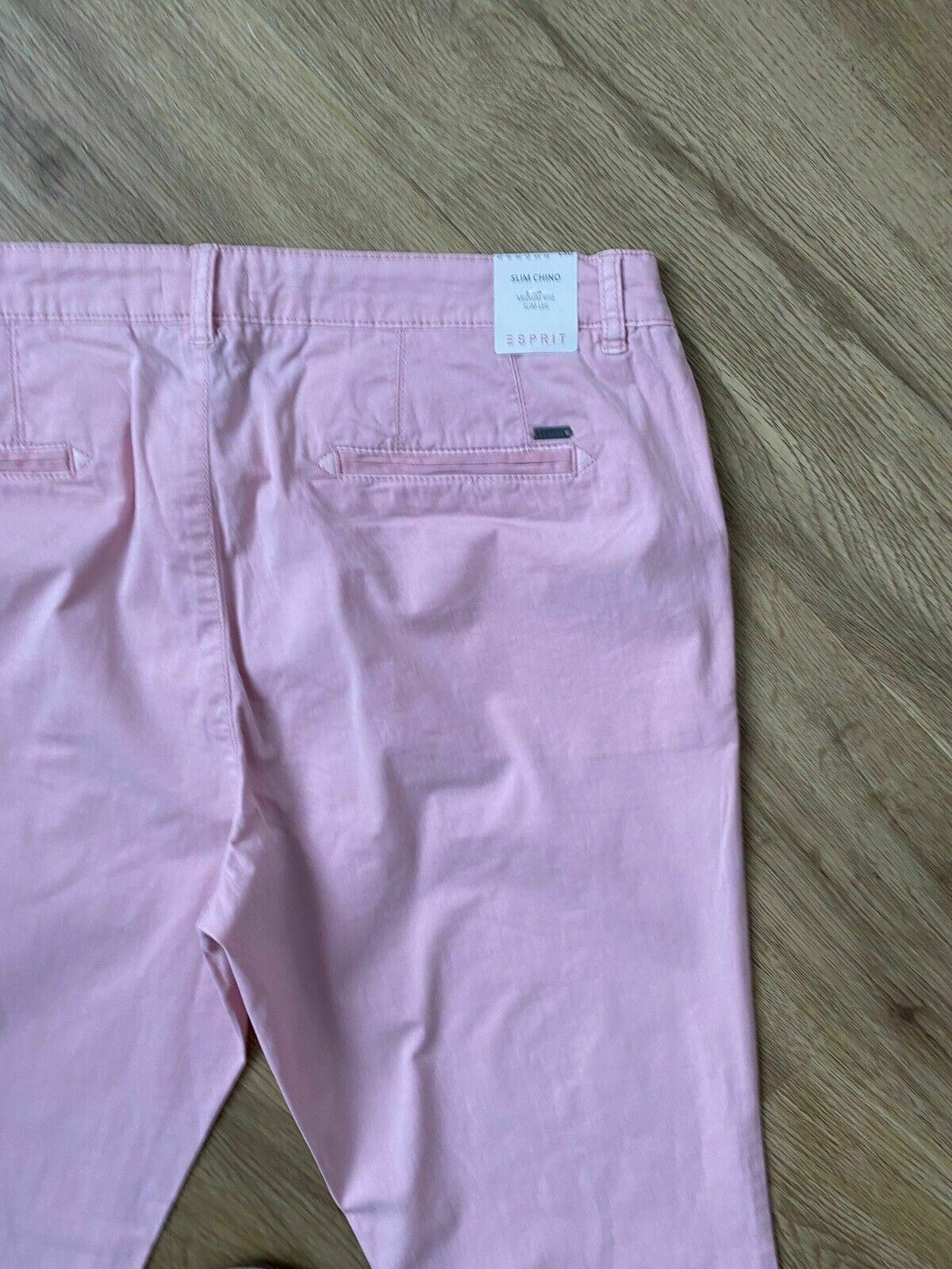 Esprit Slim Chino Size 16 Pink Mid Rise Slim Leg RRP £39 - Beagle Boutique Fashion Outlet