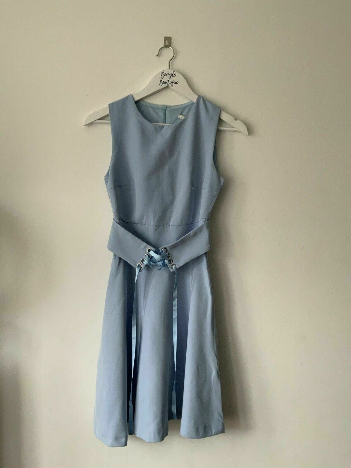 mint & berry light blue sleeveless short dress corset belt size 2 XS 6