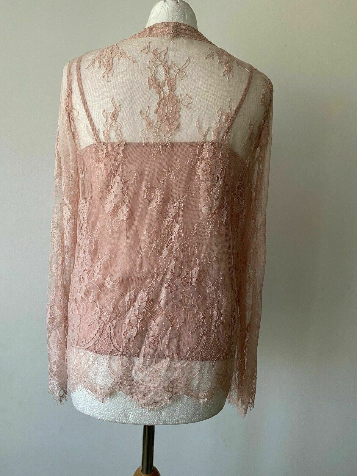 River Island Pink Lace Top With Attached Vest Size 8 - Beagle Boutique Fashion Outlet