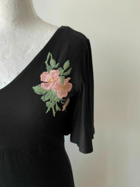 CREAM Tenna Dress Size XS Black Embroidered Floral Size 8 - 10 - Beagle Boutique Fashion Outlet