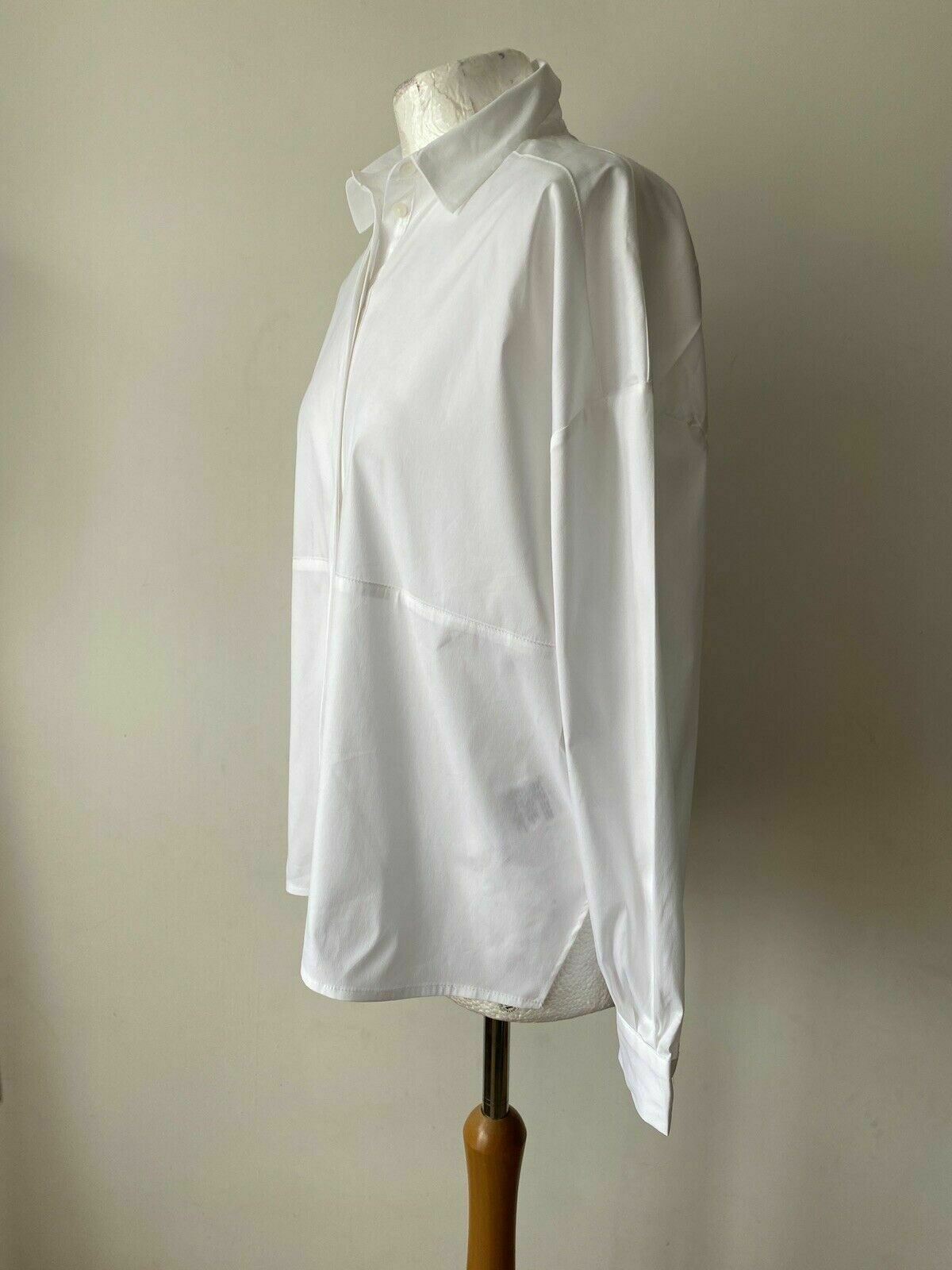 More & More White Shirt Long Sleeve Collared Wide Fit Shirt Size 10