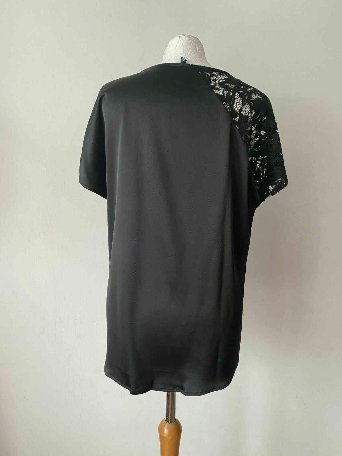 River Island Satin Type Top Contrast Sleeves Size 10 One Side Lace One Side Slit