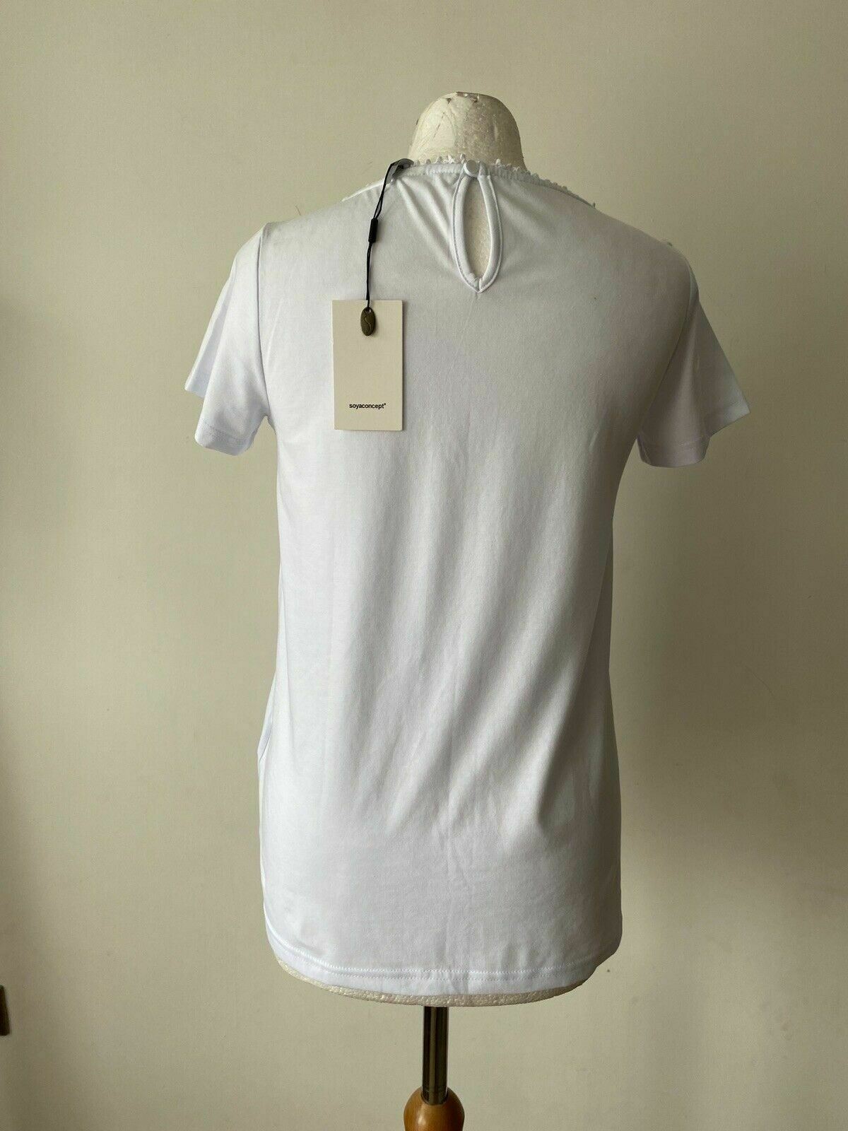 Soyaconcept White Tee Lace Neckline Size S 8 - 10