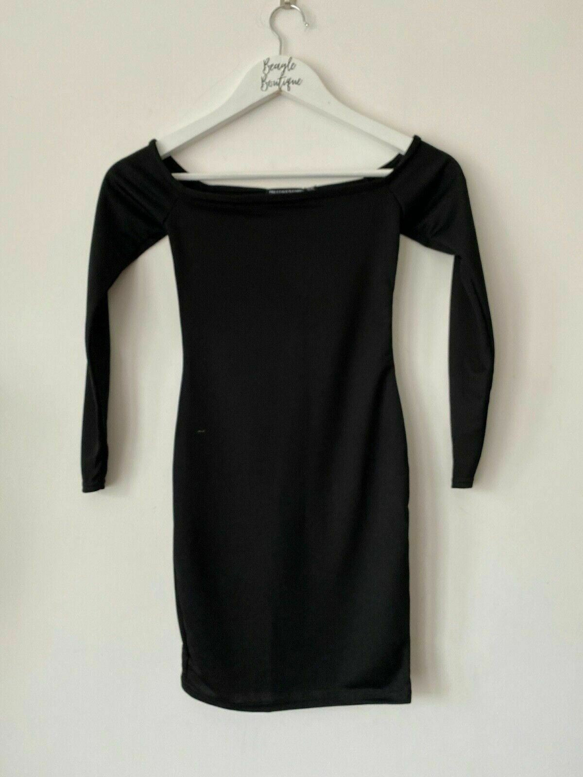 PrettyLittleThing Black Bardot Bodycon Dress Sizes 4 and 6 available