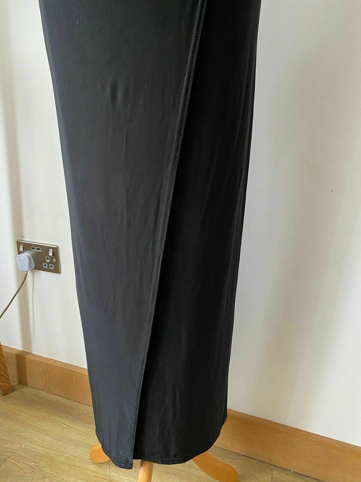 Black Cross Over Faux Wrap Midi Dress Size 10