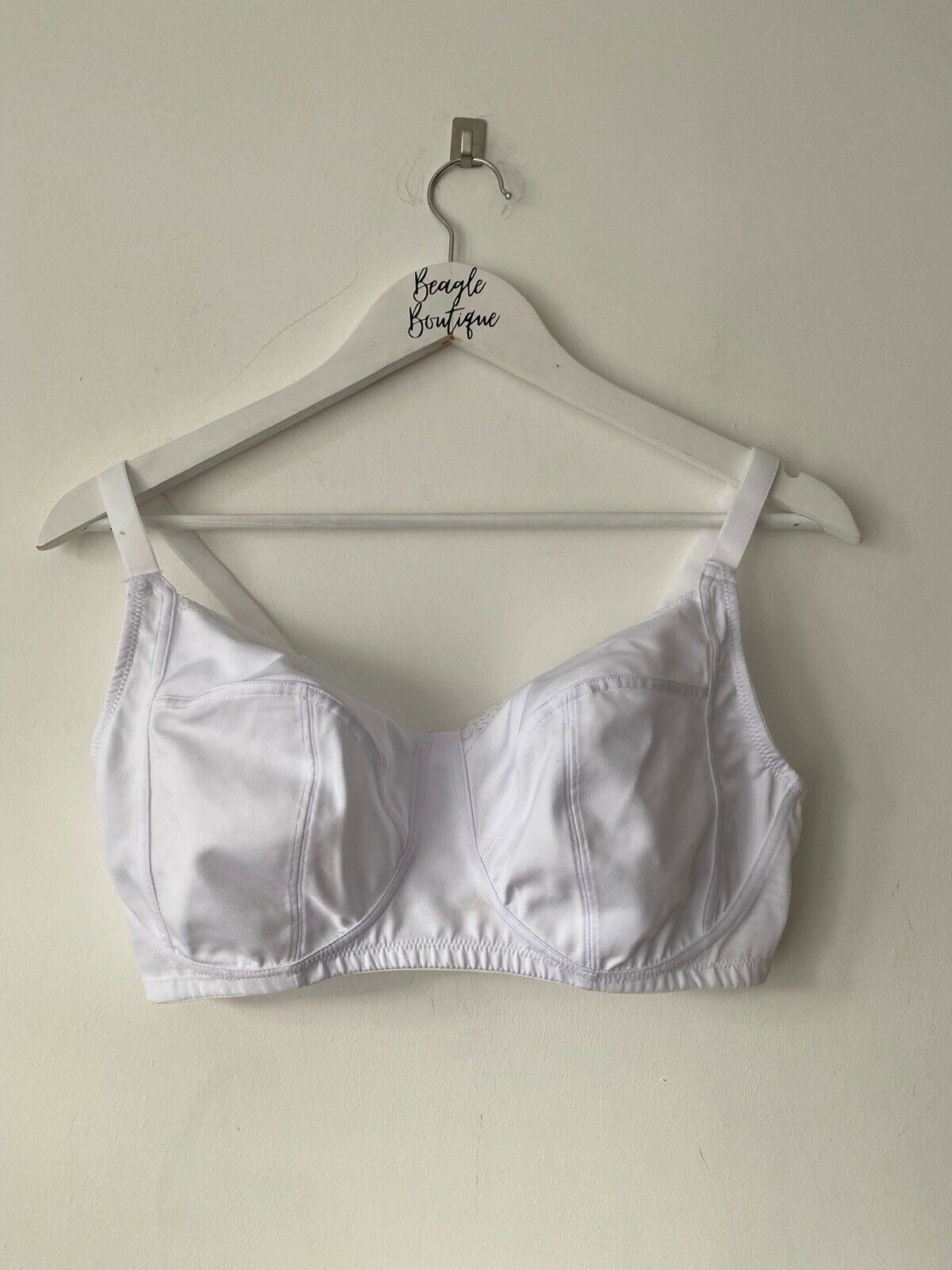 Pretty Secrets Full Cup Non-wired Bra Available: White, Blue, White/Blue 36E 38E - Beagle Boutique Fashion Outlet