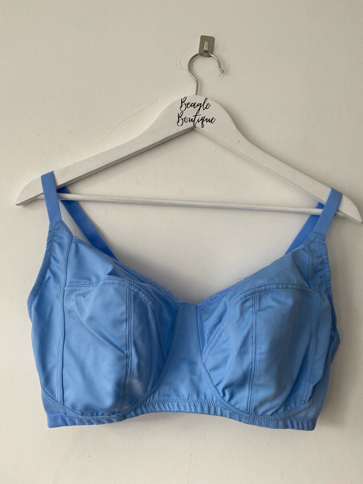 Pretty Secrets Full Cup Non-wired Bra Available: White, Blue, White/Blue 36E 38E - Beagle Boutique Fashion Outlet