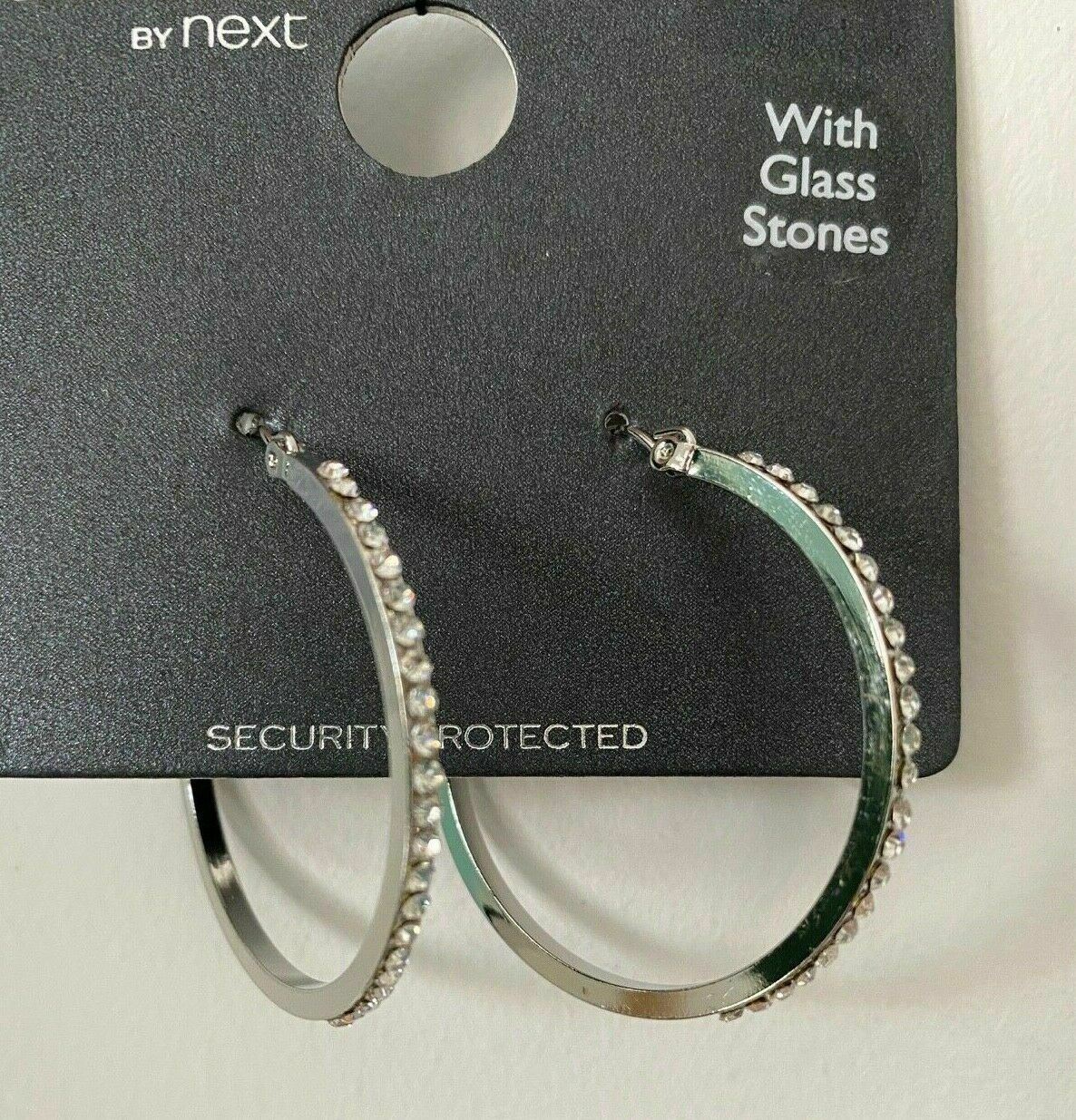 Accessories by Next Silver Plated Hoop Earrings With Glass Stones