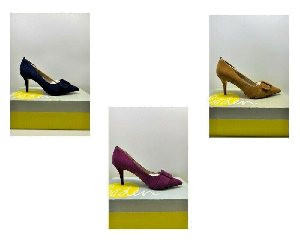 Boden High Heel Court Leather Shoe Suede Blue, Purple or Light Brown - BB Fashion Outlet