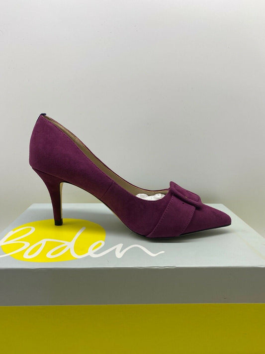 Boden High Heel Court Leather Shoe Suede Blue, Purple or Light Brown