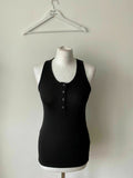 Misspap Button Detail Vest Top Black Size 6 - BB Fashion Outlet