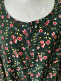 VILA Vi Forrest Button Tie Shirt Green Rose Flowers Size 14 UK / 42 EUR - BB Fashion Outlet