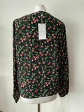 VILA Vi Forrest Button Tie Shirt Green Rose Flowers Size 14 UK / 42 EUR - BB Fashion Outlet