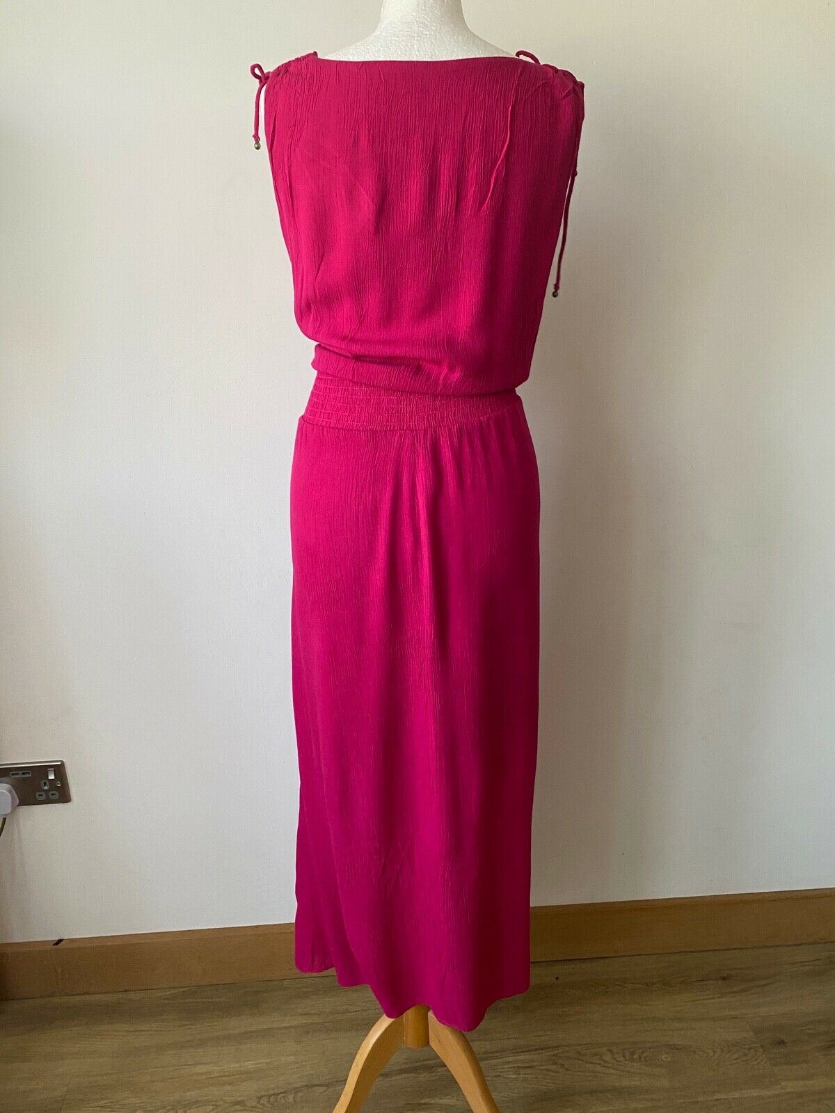 Pink Sleeveless Maxi Dress Size 14 - 16 Tie Straps Layered