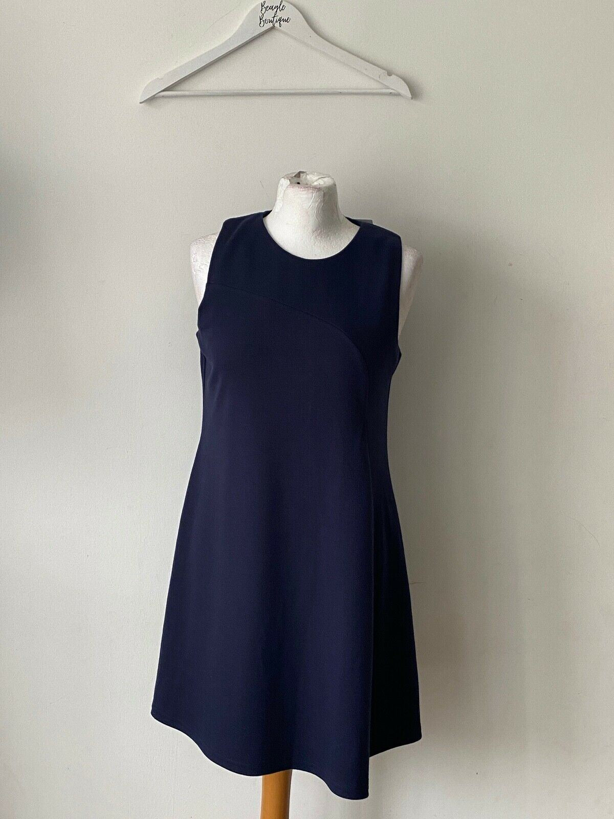 New Look Dark blue Sleeveless Shift Dress Size 12 Ponte Swing Shift